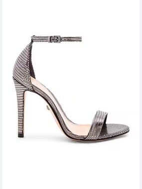 Schutz Cadey Lee Ankle-Strap High Heel Sandal - Metal Lezard